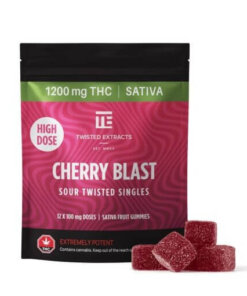 TWISTED EXTRACTS – CHERRY BLAST HIGH DOSE SOUR SINGLES (1200MG OF THC – SATIVA)